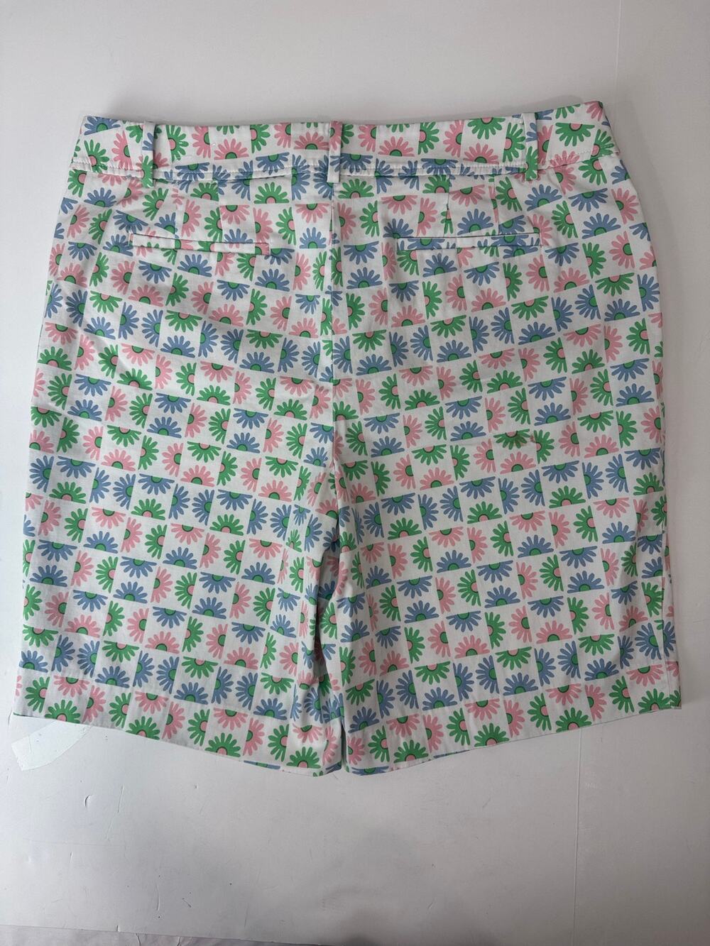Talbots Perfect Shorts Women 16 Floral Print Cotton Stretch Chino Summer Preppy